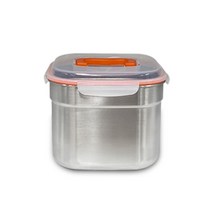 올품락 정사각핸디 스텐 밀폐용기 오렌지 2호, 5.9L, 1개