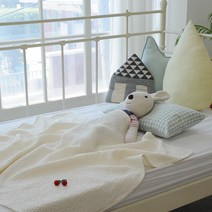 하임앤하임 보들한 모달 와플 체리 블랭킷 105 x 85 cm, 크림