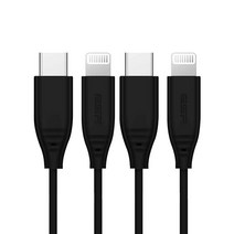 이에스알 Mfi C to 라이트닝 케이블 PET 1m EA992, 블랙, 2개
