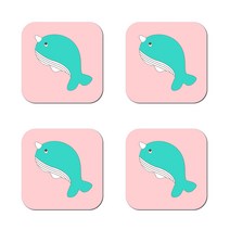 알럽홈 애니멀프린팅 PVC 플레이팅 코스터 4p, 고래