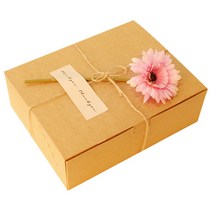 도나앤데코 블룸 직사각형 상자 대 3p + 아린 땡큐 스티커 3p + 거베라 장식꽃 3개 + 마끈 10m 세트, 상자(크라프트), 꽃(파스텔핑크), 1세트