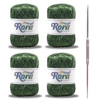 로라 스팽글 뜨개실 55g x 4p + 코바늘, 다크올리브(6018)