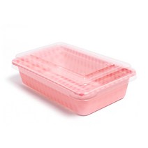 체크 직사각 일회용 도시락 중 핑크, 1개입, 100개