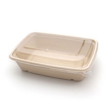 더담다 크라프트 펄프 직사각볼 1000ml + 뚜껑 세트, 75세트, 1개입