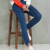 진마니아 남성용 허리밴딩 데일리 리얼블루 슬림핏 배기진 MJS-010