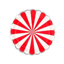 스트라이프 파티접시 레드 18cm, 30개입, 1개