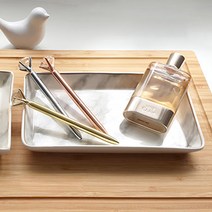 베이샵 라인 대리석 마블 사각 세라믹 트레이, 골드