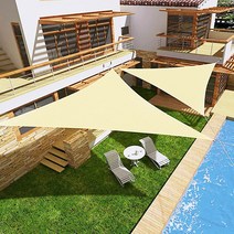 워터판타지월드 썬세이드 삼각 그늘막 천막 3m x 3m x 3m, 크림, 1개