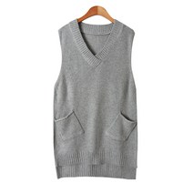 수맘 젤라 여성 롱 레이어드 브이넥 조끼