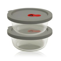 실리콘 오븐글라스 밀폐용기 원형 970ml x 2p, 2개, 단품