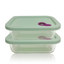 실리콘 오븐글라스 밀폐용기 직사각 1040ml x 2p, 2개, 본품 2개