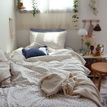 마리엔젤 청아한 블루 플라워 고밀도 80수 모달 간절기 춘추용 차렵이불세트