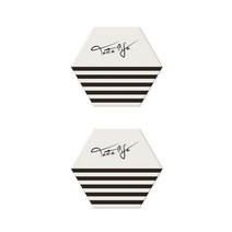 GUNU 모던 패턴 규조토 코스터 2p, 하프줄무늬 화이트