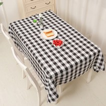 알럽홈 컬러체크 웨이브 직사각형 식탁보, 블랙, 140 x 180 cm