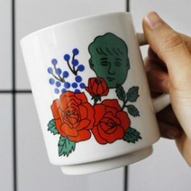일러스트 빈티지 머그잔 350ml, 맨앤로즈, 1개