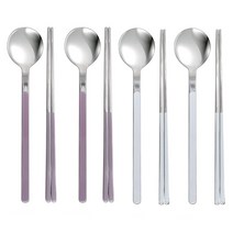 디오컴퍼니 돌체삐아띠 세라믹코팅 스텐 4인 수저세트, 1세트, 바이올렛(숟가락 2p + 젓가락 2p), 화이트(숟가락 2p + 젓가락 2p)