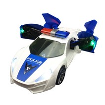 자동 변신 미니 로봇 경찰차 댄싱카 장난감, 화이트