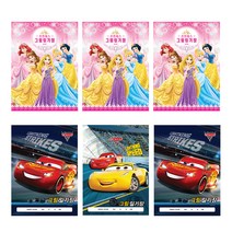 디즈니 그림일기장 프린세스 3p + 카스 3p 세트, 프린세스(혼합색상), 카스(랜덤발송), 1세트