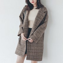 공블리 여성용 클래식 체크 하프 코트 CSU1177