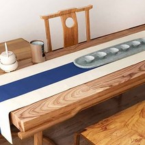 알럽홈 투톤 린넨 심플 테이블러너, 베이지네이비, 32 x 120 cm