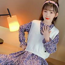 엣지랜드 여아용 잔꽃조끼 원피스세트