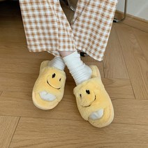 여성용 에이홉 스마일 털 슬리퍼