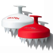 그라펜 엣지핑거 샴푸 두피브러쉬 2종 세트, 화이트, 레드, 1세트