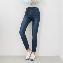 진마니아 여성용 본딩 기모 허리 밴드 청 스키니 CC2W57