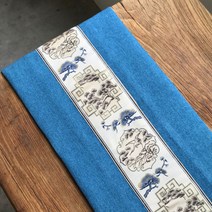 알럽홈 린넨 전통자수패턴 테이블러너, 블루, 30 x 90 cm