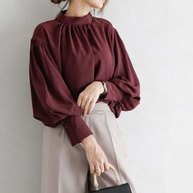 공블리 퍼프소매 터틀넥 블라우스 CSB1117