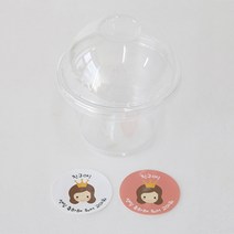 투명 머핀 컵 소 100p + 돔형 뚜껑 100p + 뉴왕관걸 스티커 2종 x 50p, 1세트