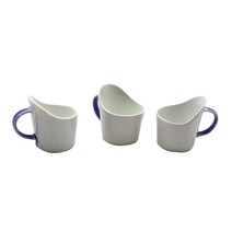 달소금 도자기 화이트 종이컵 홀더 3p, 파랑