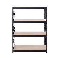 스피드랙 V2 선반 4단 1100 x 400 x 1500 mm, 프레임(블랙) + 보드(우드 + 화이트)