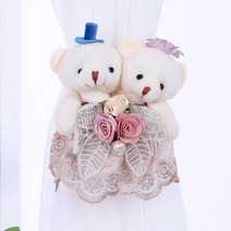 알럽홈 커플 테디베어 커튼 타이백 13 x 15 cm, 베이지, 2개