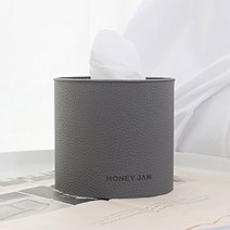 원형 가죽 티슈 케이스, 다크그레이