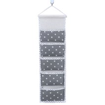 마켓에이 린넨 벽걸이 수납 포켓 가로 5포켓, 그레이 스타