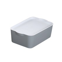 올리브엣 플라스틱 리빙박스 모노 수납 정리함 M, 그레이, 1개
