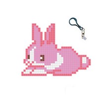 꼬마블럭 디폼 동물 + 고급 열쇠고리 랜덤발송 + 일대일 도안 DIY 패키지 10mm, 큰분홍토끼
