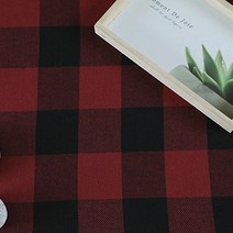 천팜 10수 선염 멀티 미디엄 체크 패브릭 원단, 레드