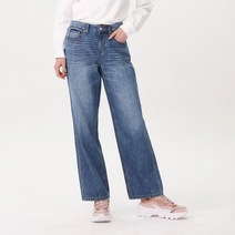 베이직하우스 여성용 워싱 슬림 와이드핏 데님 HUDP2205