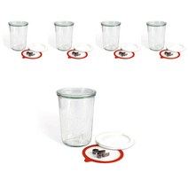 WECK 유리 저장병 기본형 No 743 850ml + 고무링 + 클립 2p + PE뚜껑, 5세트