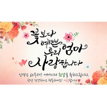 해피파티 꽃보다 엄마 손글씨 환갑 현수막 가로형, 혼합색상