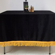로고앤테이블 벨벳 일자형 수실 테이블보, 블랙, 110 x 170 cm