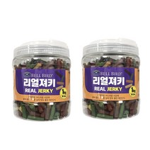 벨버드 리얼져키 대용량 강아지 간식 1kg, 2개, 황태 + 오리 + 연어 + 치즈 + 침치 + 시금치 혼합맛