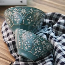 뉴바로크 공기대접 4인 세트, 민트그린, 공기 4p + 대접 4p