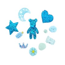데코덴 파츠 반짝이곰 폰케이스 꾸미기 세트, 파랑(메인파츠), 랜덤발송(데코파츠)