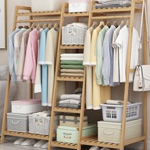 따니네 대나무 원목 수납행거 조합형160 BGN027, 베이지