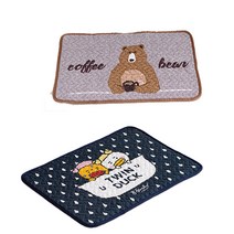 사랑예감 미끄럼방지 현관 화장실 욕실 퀄팅 순면 발매트 2종 세트, 곰B, 트윈덕