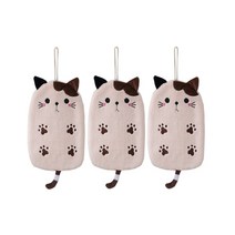 고양이 핸드타올 3p, 핑크, 1세트