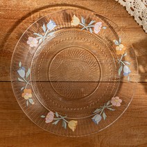 데코뷰 파스텔 플라워 유리 디저트 접시, 그린 + 블루 + 핑크 + 옐로우